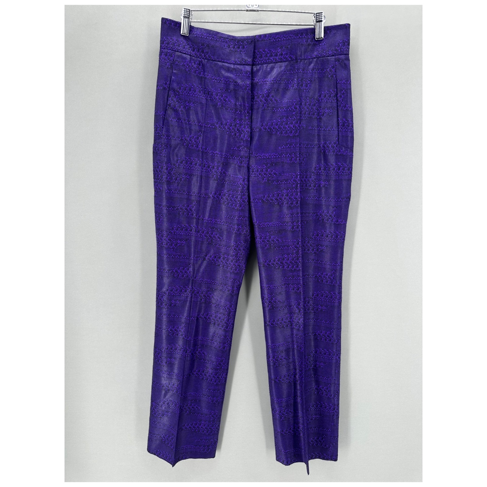 L'wren Scott Tagasode Ikram Pants Purple Textured It 46 Us 10 Designer Runway